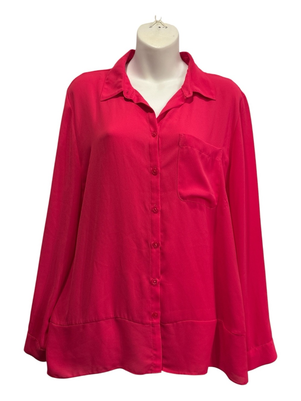 Chico's Vibrant Pink Button-Front Shirt size large or Chico’s size 2